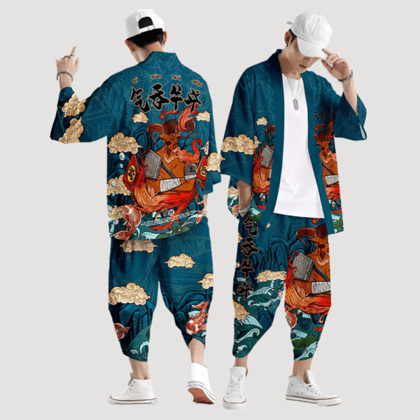 blue kimono men